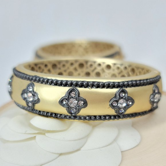 NWT Art Deco Pave CZ Hinged Magnetic Cuff Bangle - Picture 3 of 12